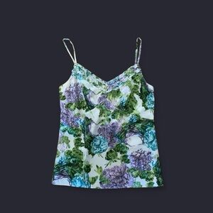 Ann Taylor Floral Satin Camisole in Green & Purple